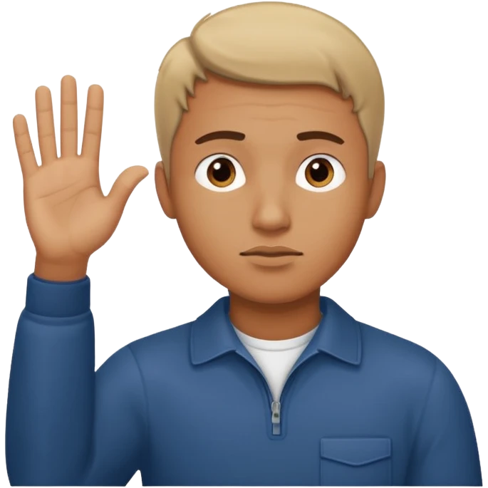 the man is deep in thought, raised one hand, showing something emoji