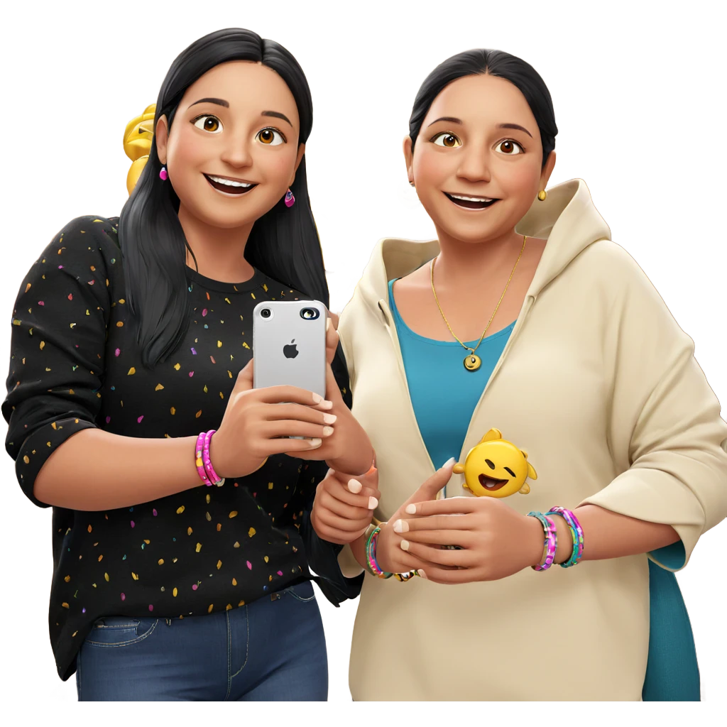 smiling girls with accessories emoji