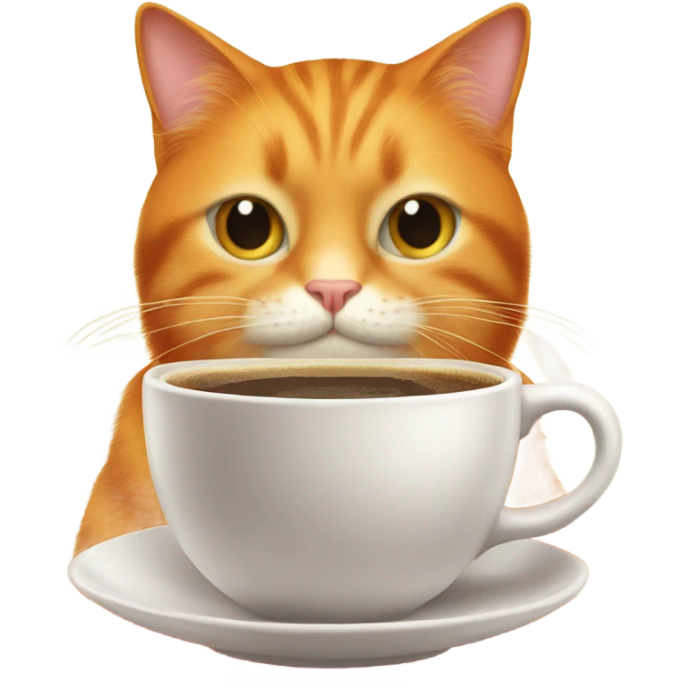 Orange cat drinking coffee emoji