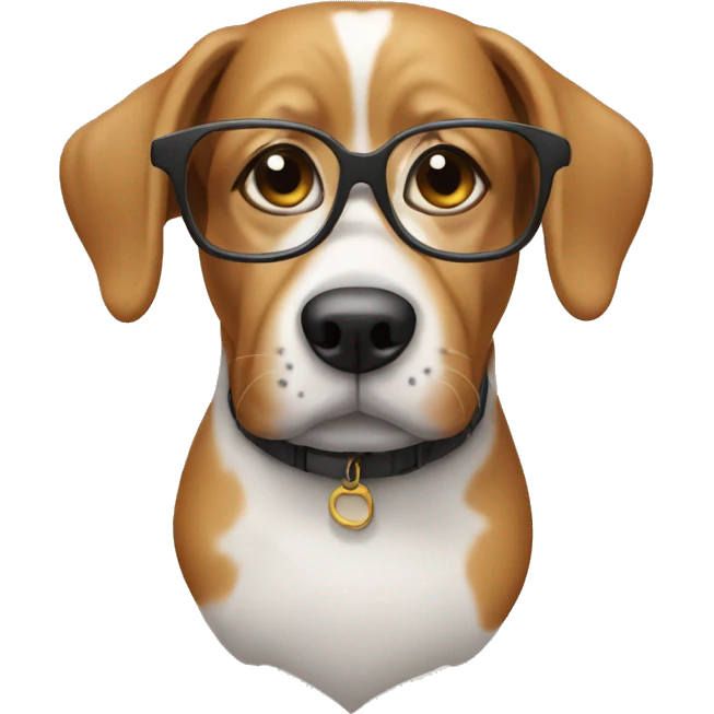 Dog wearing glasses emoji