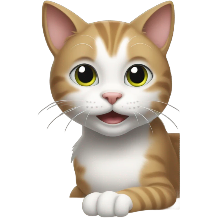 Cat with two white paws scratching at a door emoji