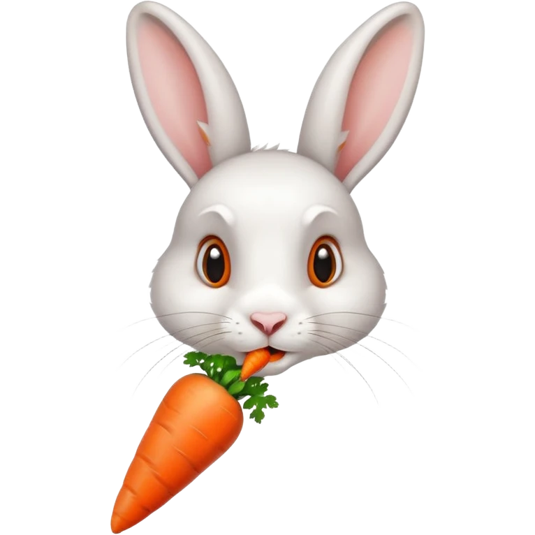 A rabbit nibbling on a carrot, surprised by the flavor, portrait, bust up emoji