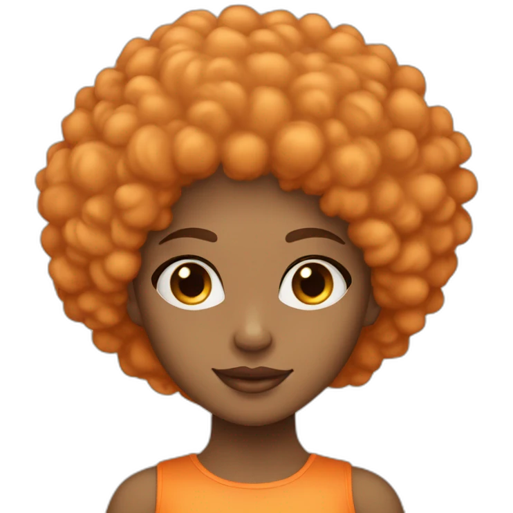 Light skin girl afro orange with heart shaped hands emoji