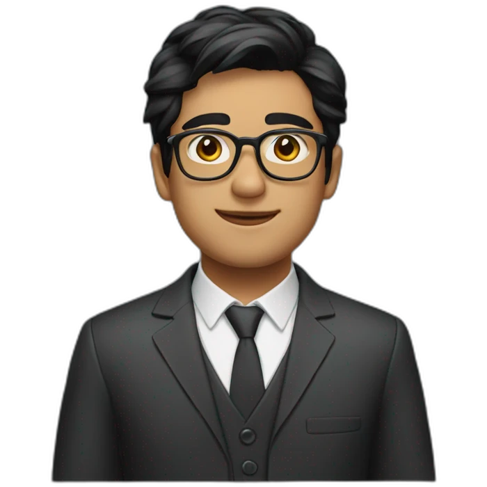 Ashok + black hair + spectacles emoji