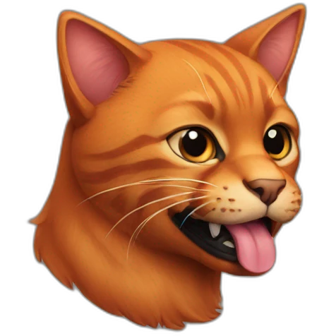 Red cat over a black dog emoji