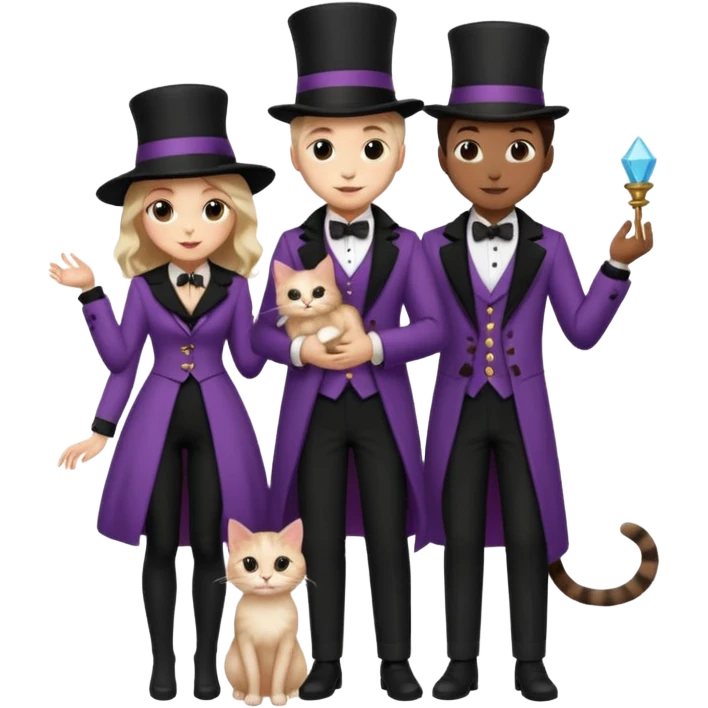 magician couple and their pet cat emoji
