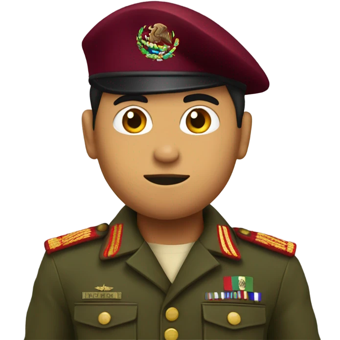 Mexican Soldier with maroon beret saluting emoji