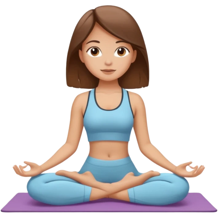 A white girl with brown hair who works remotely and enjoys yoga emoji