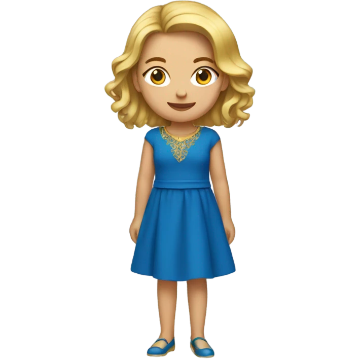 girl in blue dress with a gold frame around her emoji