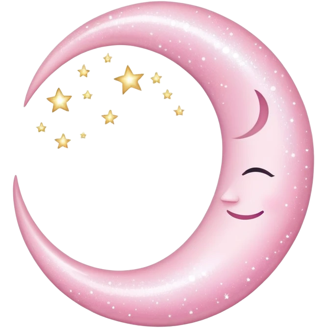 shimmering light pink crescent moon with sparkles emoji