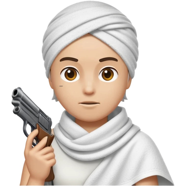 Terrorist head towel holding gun emoji