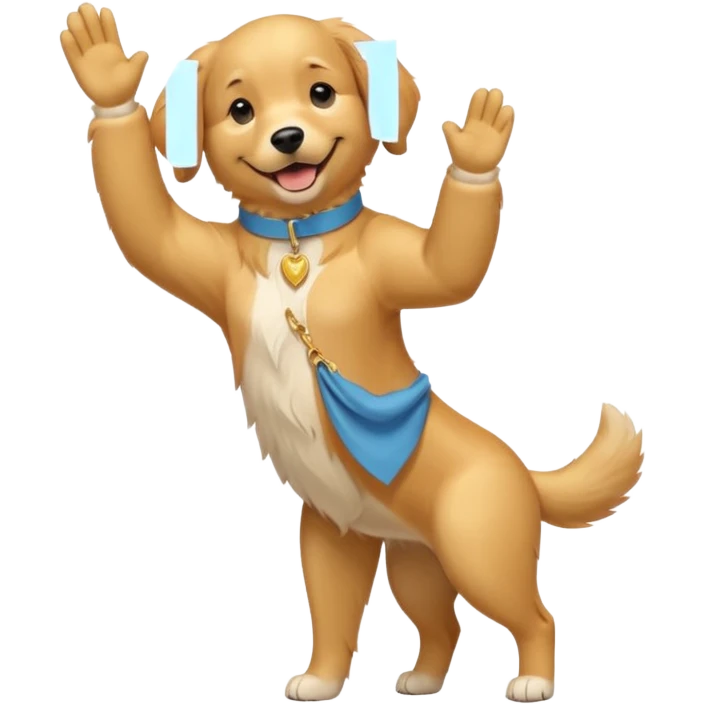 A dog standing on two legs and saluting  emoji