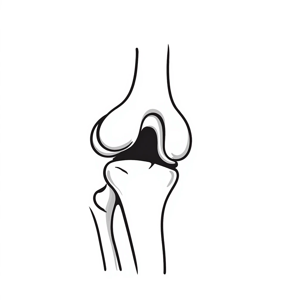 anatomical drawing of knee bones, patella and joint bones, medical illustration of knee skeleton emoji