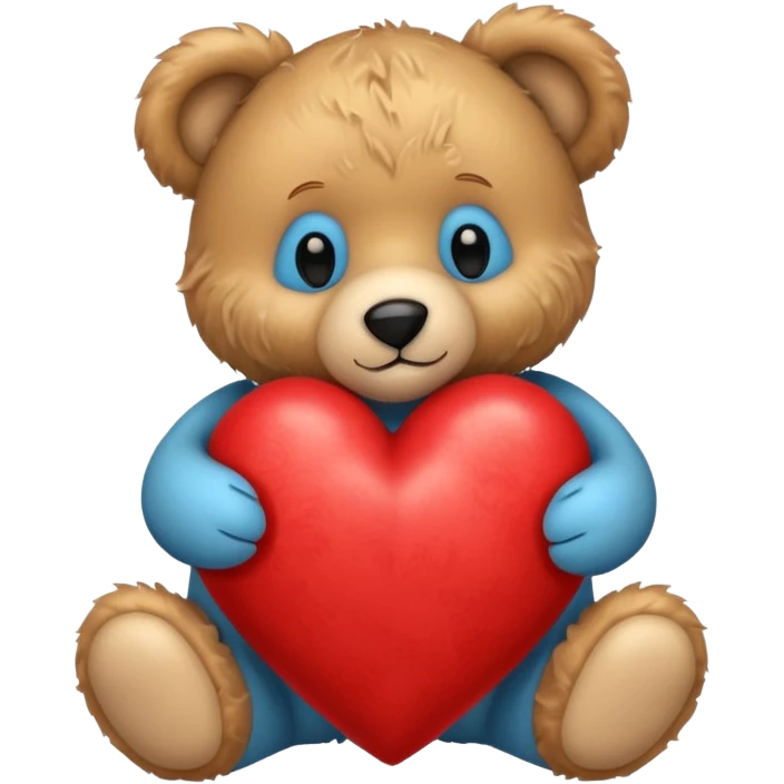 Teddy bear hugging a red heart emoji