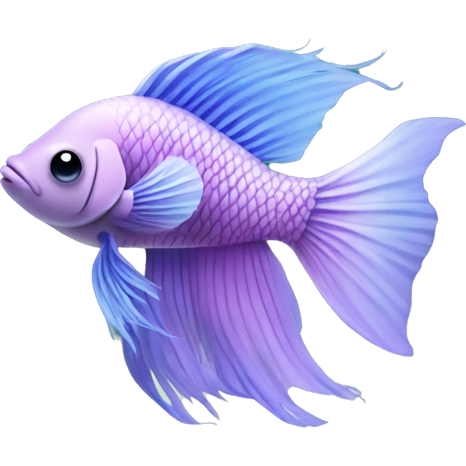 Light purple beta fish with blue ombré find in a fish tank  emoji