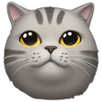 a round-faced cat with a grey beehive and no pattern all over emoji