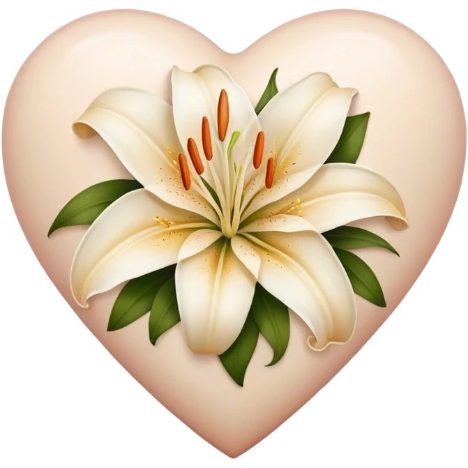 Heart with lily inside in ecru emoji
