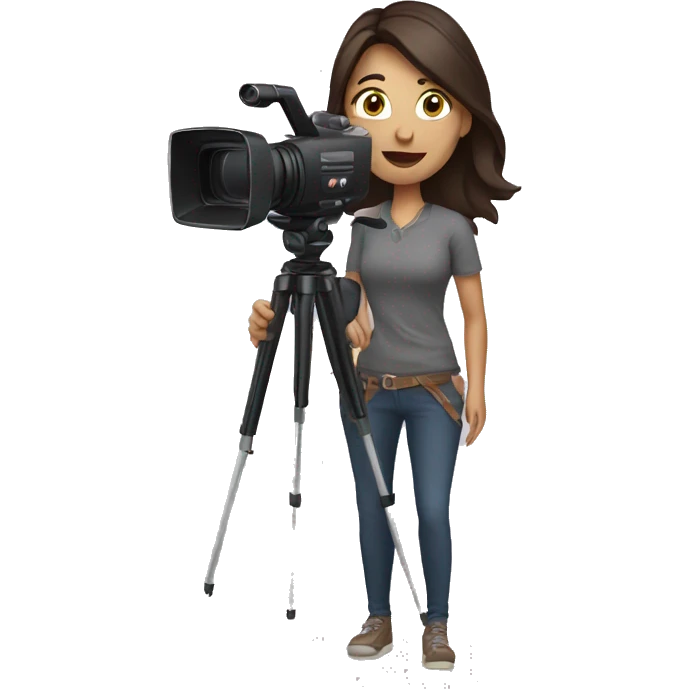 Brunette Woman with video camera emoji