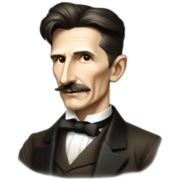 Nikola Tesla with radio signal emoji
