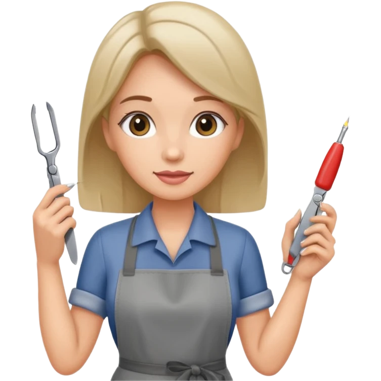 female nail master in grey apron  emoji