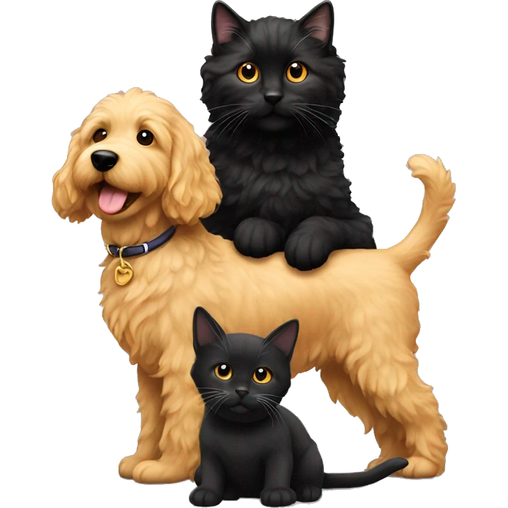 Golden doodle with black cat  emoji