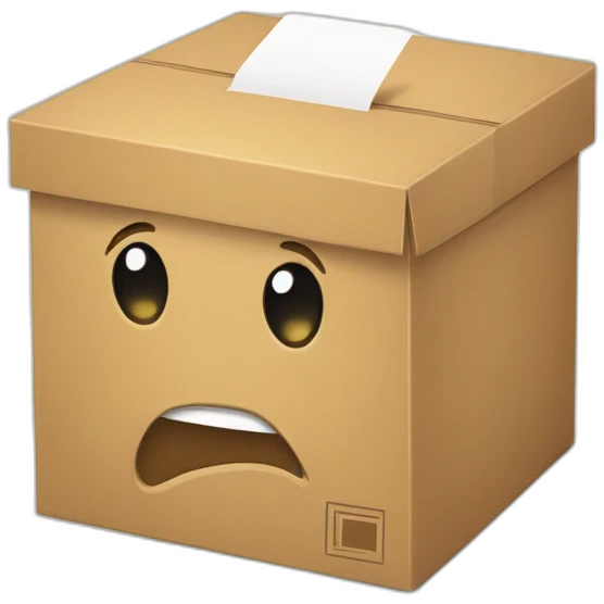 Empty cartoon box with a card sticking out of it. Draw a map on the card emoji