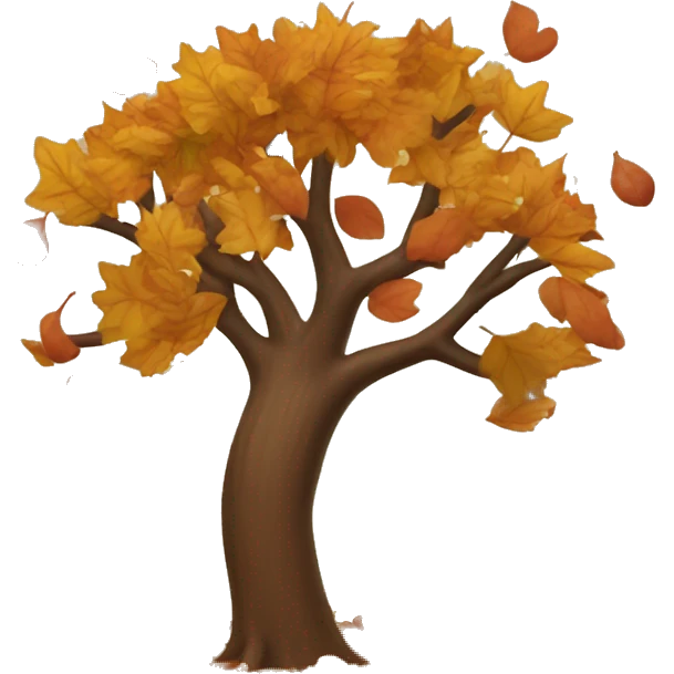autumn tree with leaves falling  emoji