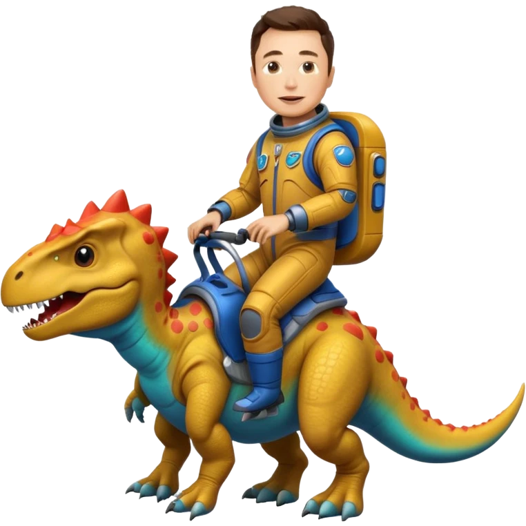 Elon musk riding a dinosaur  emoji
