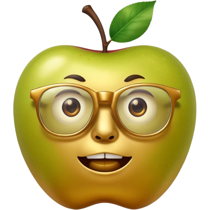 scary golden apple with glasses emoji