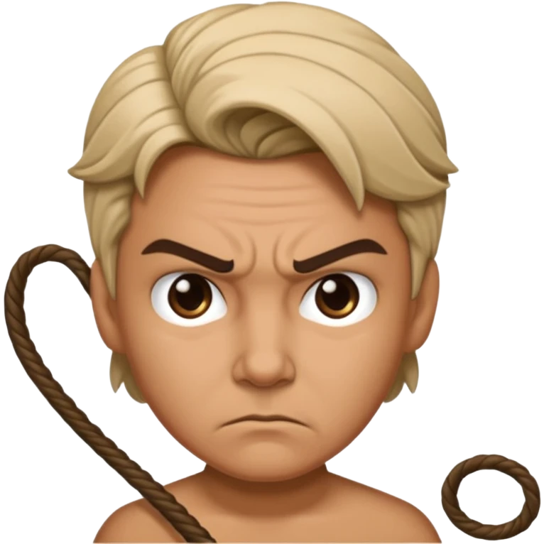 person with a mean scoul and a whip emoji
