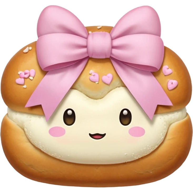 Korean salt bread 3s with pastel pink bow emoji