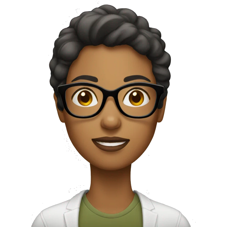 mujer con lentes, pelo corto oscuro  emoji