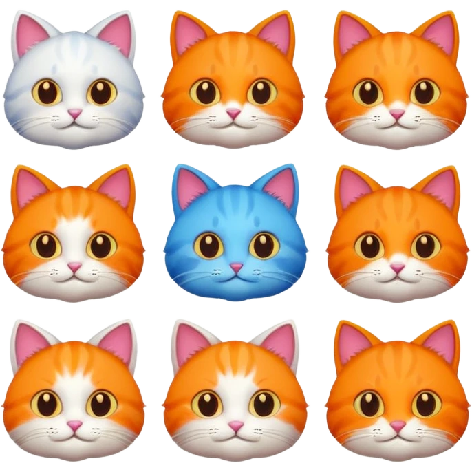 6 different colour cats only 1 orange emoji