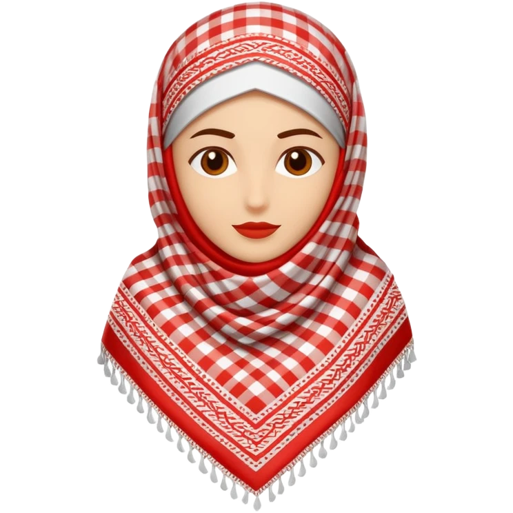 Make a red-and-white patterned keffiyeh emoji with symbolic lines and shapes could represent culture and tradition. emoji