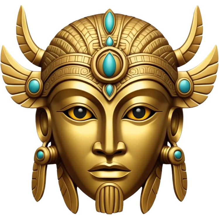 golden Anunnaki mask with ancient engravings emoji