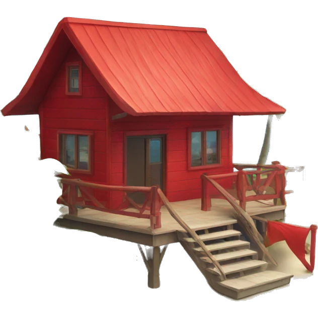Beautiful tropical Maldives island with a beautiful red house emoji