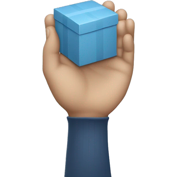 Grey blue box in hands  emoji