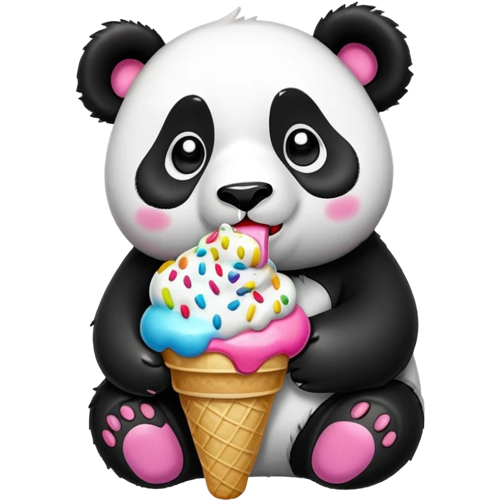 Panda eating ice cream emoji