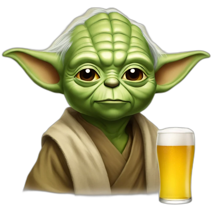 Yoda buven une bière emoji