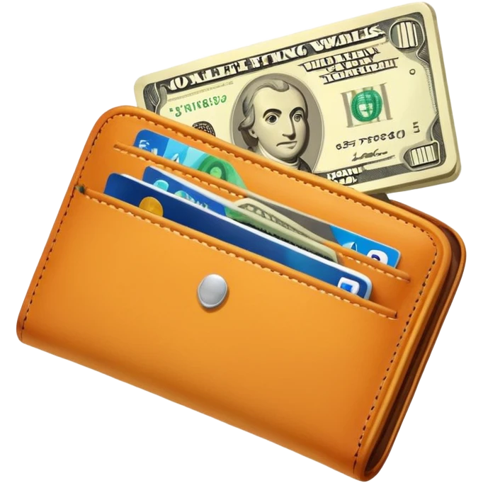 wallet with flying money and designer tools, expressive and vibrant emoji
