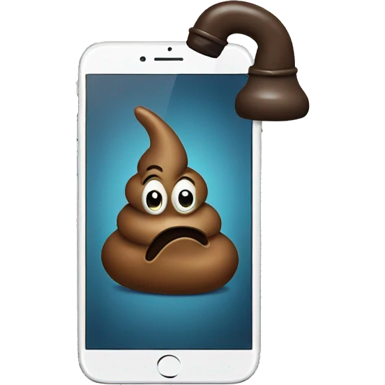 Poop emoji holding a phone emoji