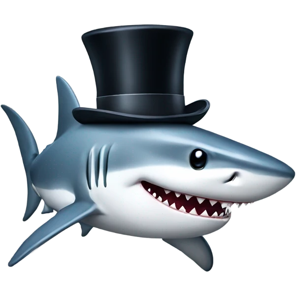 Shark with a top hat emoji