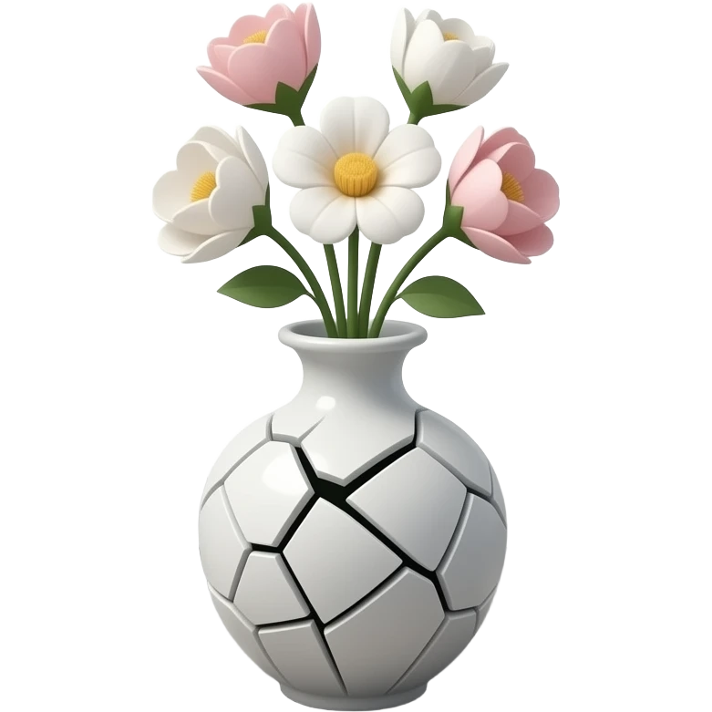 broken flower vase, vase is on the floor and the flowers are fall apart emoji