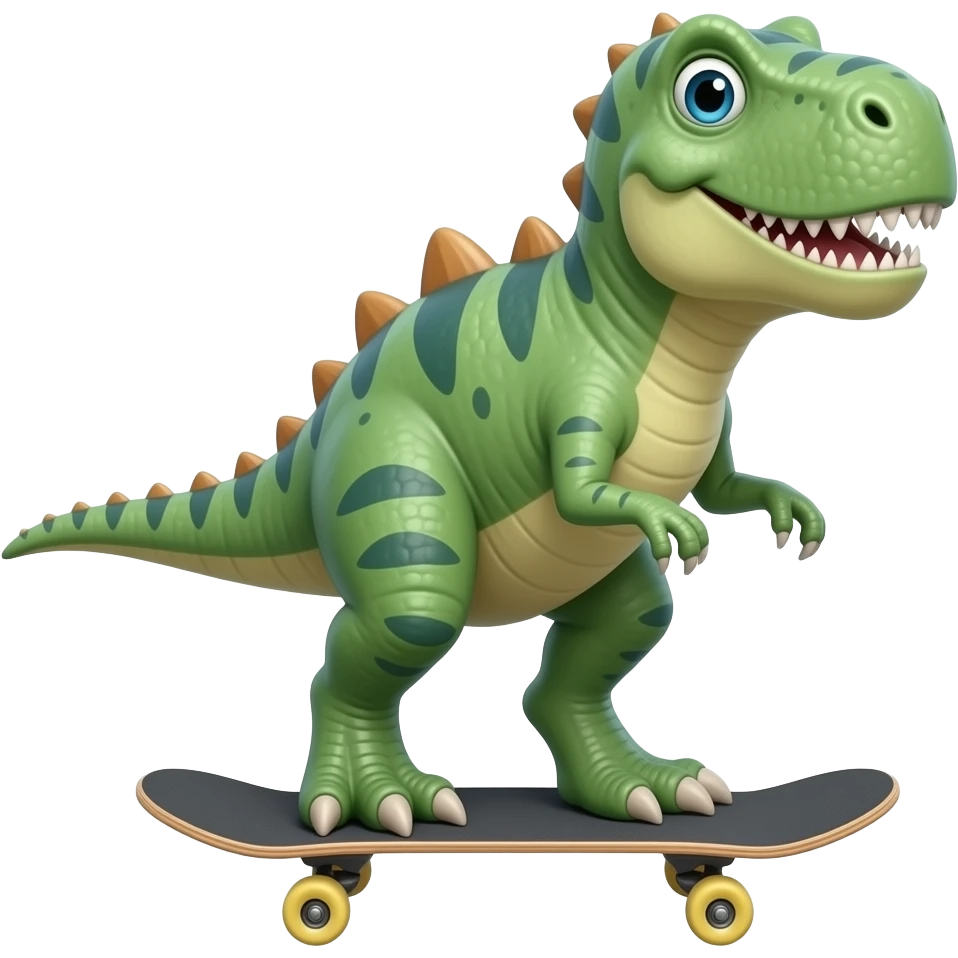 Dinosaur on a skateboard emoji