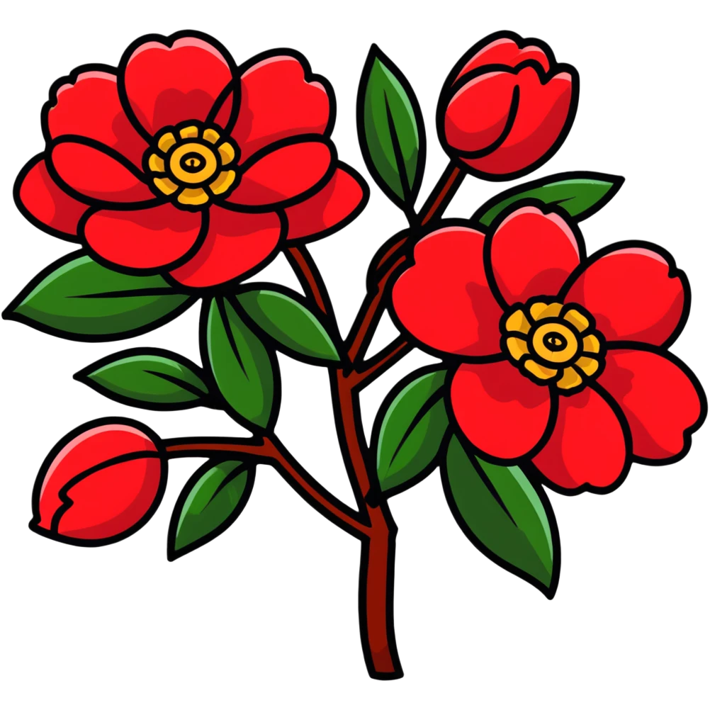 clean design red camellia with only five overlapping petals emoji