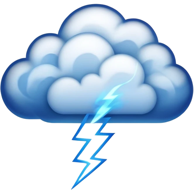 black cloud with blue lightning emoji