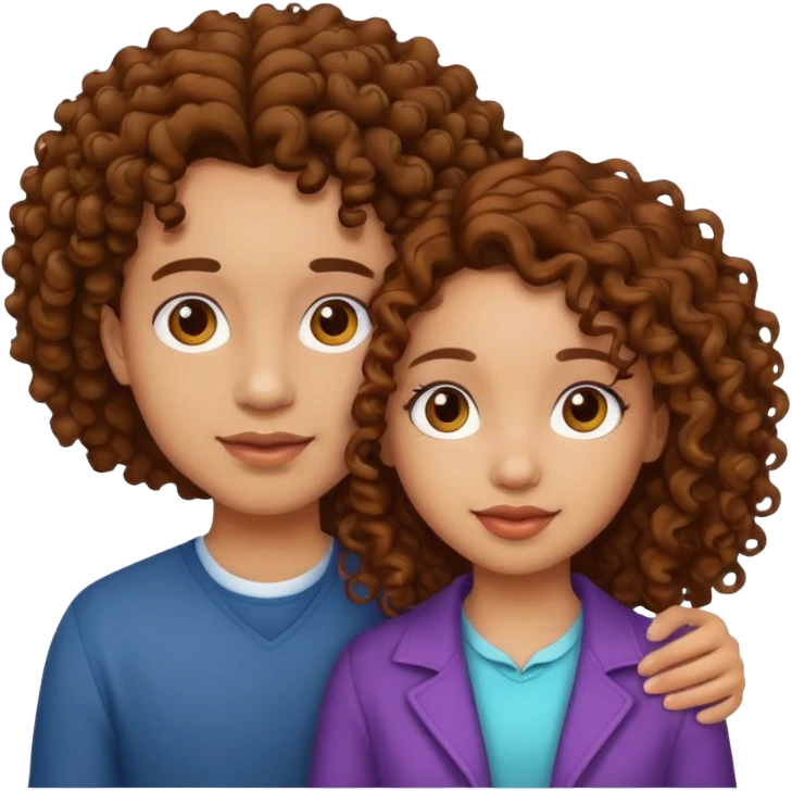 Light skin couple, girl with brown curly hair emoji