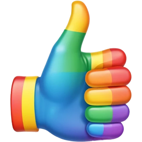 rainbow colored thumbs up emoji