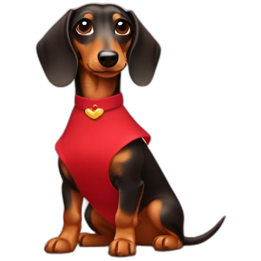 Lady Dachshund whith red dress emoji