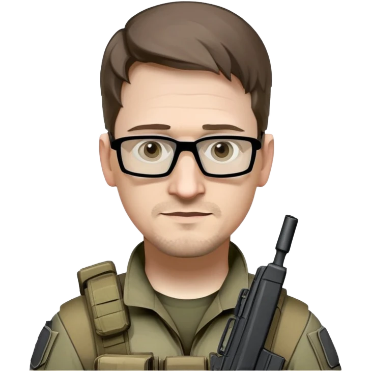 Edward Snowden as an operator from call of duty warzone with an evil smirk emoji